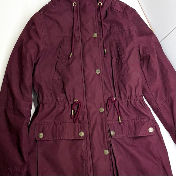 AEROPOSTALE — PRINCE & FOX, SMALL BURGUNDY FUR-LINED WINTER COAT, UTILITY JACKET - Picture 10 of 14